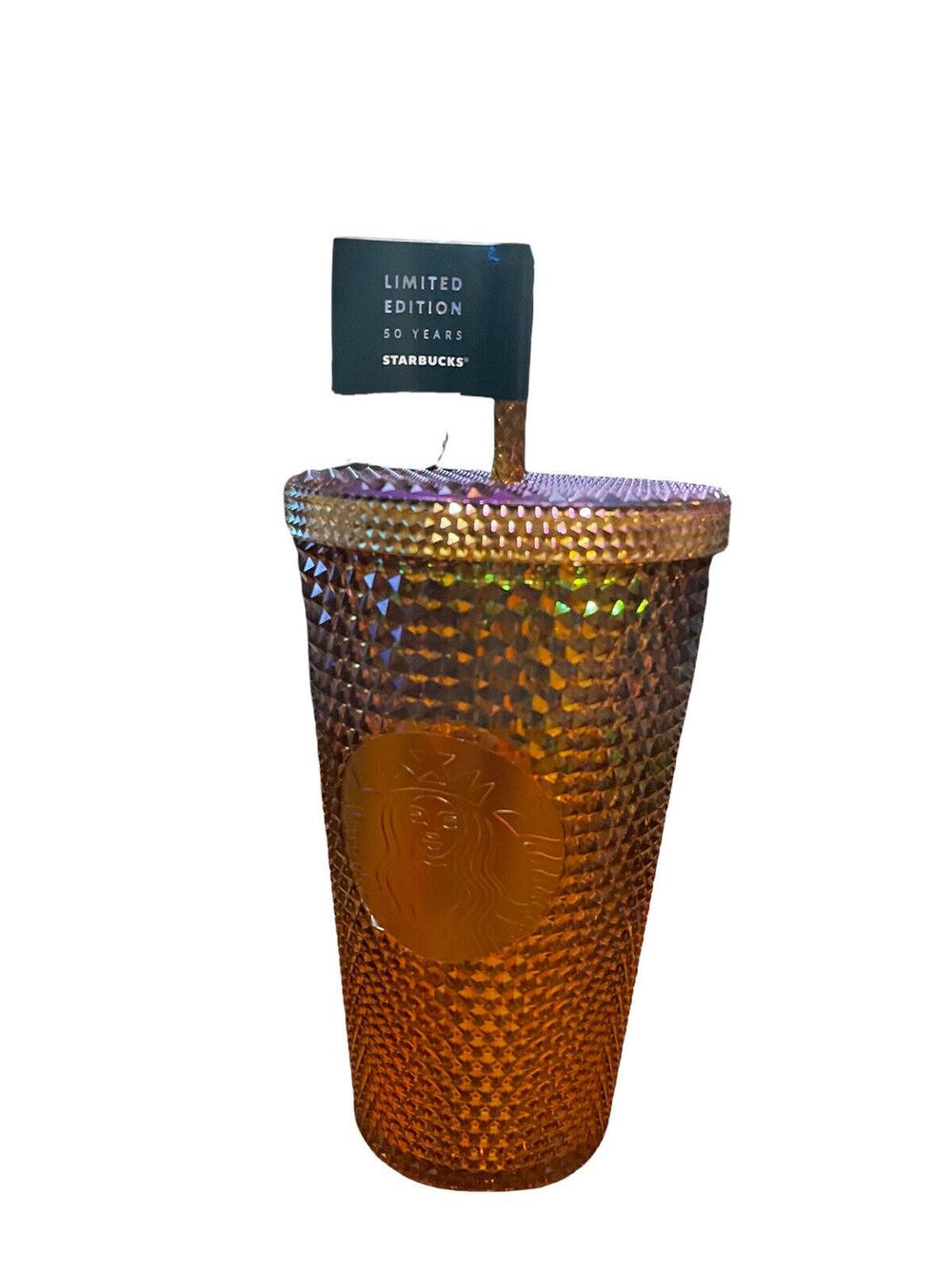 Starbucks Tumbler 50th Anniversary Gold Studded 16oz Iridescent Limited Edition